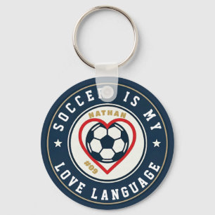 Voetbal is mijn liefdestaal Hart Speler Naam Sleutelhanger