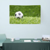 Voetbal is op de achtergrond van groene gras spandoek (Beurs)