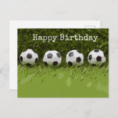 Voetbal is op de groene gras Happy Birthday Card Briefkaart (Voorkant / Achterkant)