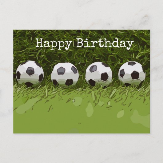 Voetbal is op de groene gras Happy Birthday Card Briefkaart (Voorkant)