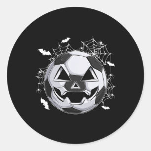 Voetbal Jack O Lantern Pompoen Gezicht Halloween K Ronde Sticker