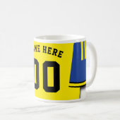  Voetbal Jersey Mok, Blauw & Geel Koffiemok (Voorkant rechts)