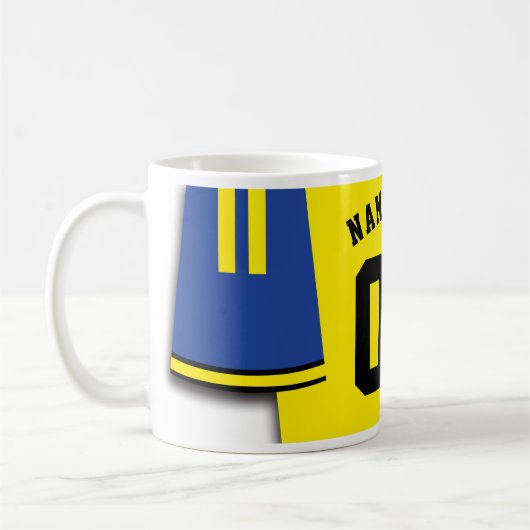  Voetbal Jersey Mok, Blauw & Geel Koffiemok (Links)