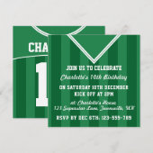 Voetbal Jersey Theme Party Invites, Football Green Kaart (Voorkant / Achterkant)