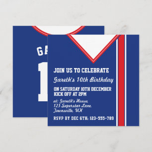 Voetbal Jersey Theme Party Nodigt Sjabloon uit Kaart