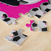 Voetbal Jigsaw Puzzle Hot Pink Legpuzzel (Zijkant)