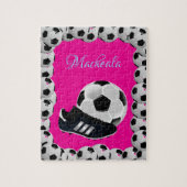 Voetbal Jigsaw Puzzle Hot Pink Legpuzzel (Verticaal)