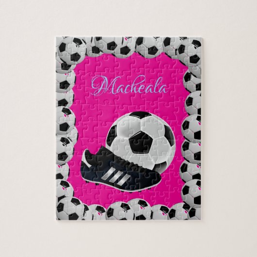 Voetbal Jigsaw Puzzle Hot Pink Legpuzzel (Verticaal)