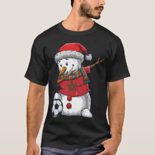 Voetbal Jongen Dabbing Sneeuwman Kersttrui T-shirt