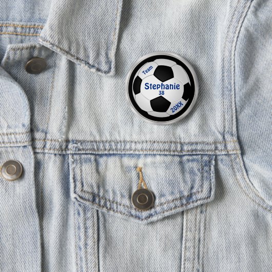  Voetbal JOUW TEKST en KLEUREN Ronde Button 5,7 Cm (In situ)