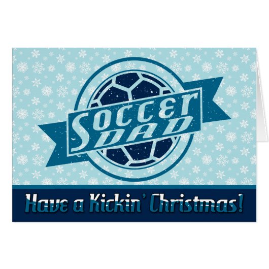 Voetbal Kaart blauw design kerstmis (Voorkant Horizontaal)