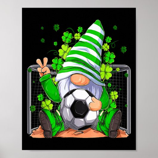 Voetbal Kabouter Lucky Shamrock Ierse St. Patricks Poster (Voorkant)