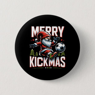 Voetbal Kabouter Prettig Kicksmas  Ronde Button 5,7 Cm