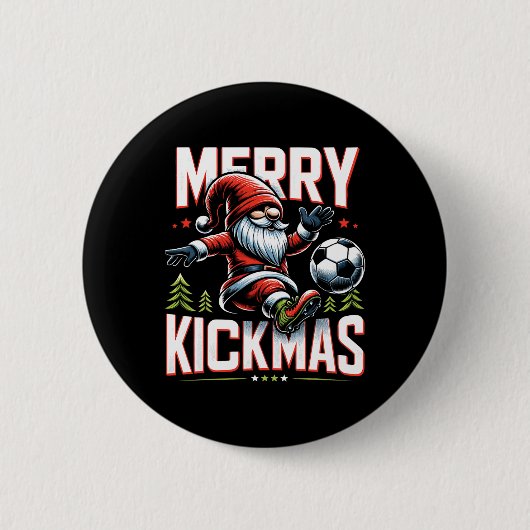 Voetbal Kabouter Prettig Kicksmas Ronde Button 5,7 Cm (Voorkant)