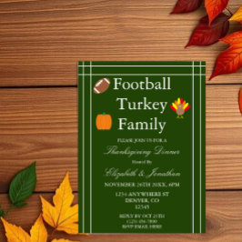 Voetbal, kalkoen, familie Thanksgiving Kaart