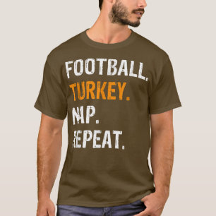 Voetbal Kalkoen Slaap Herhaal Grappig Thanksgiving T-shirt