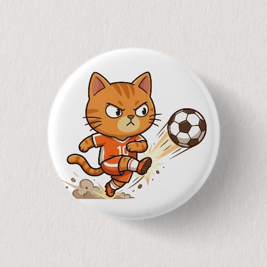 Voetbal Kat Actie Knop Ronde Button 3,2 Cm (Voorkant)