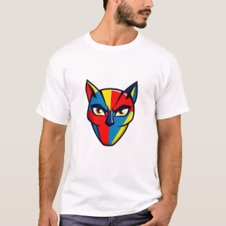 Voetbal Kat Gezicht | Kleurrijk Voetbal-Geïnspiree T-shirt