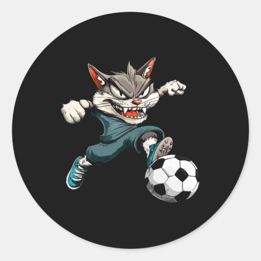 Voetbal Kat Ronde Sticker (Voorkant)