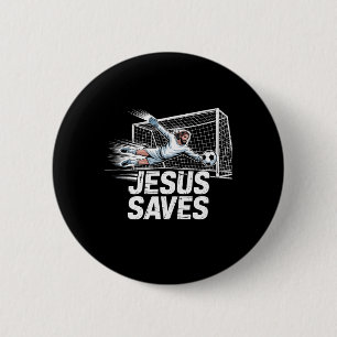 Voetbal Keeper Doelman Jezus Slaat Christelijke Vo Ronde Button 5,7 Cm