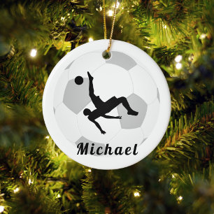 Voetbal Keeper Doelman Zwart & Wit Spelersnaam Keramisch Ornament