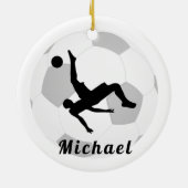 Voetbal Keeper Doelman Zwart & Wit Spelersnaam Keramisch Ornament (Achterkant)