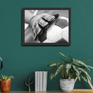 Voetbal Keeperhandschoenen Zwart en Wit Poster