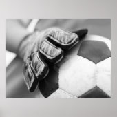 Voetbal Keeperhandschoenen Zwart en Wit Poster (Voorkant)