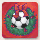 Voetbal kerst drankjes onderzetter (Voorkant)