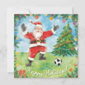 Voetbal Kerst  Feestdagen Kerstman voetballend Feestdagenkaart (Voorkant)