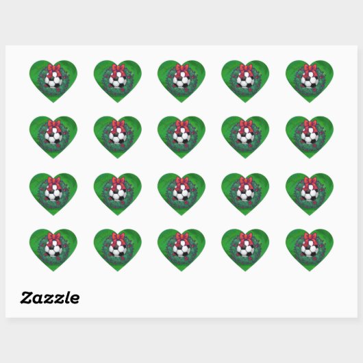 Voetbal kerst hart sticker (Vel)