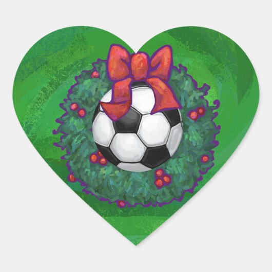 Voetbal kerst hart sticker (Voorkant)