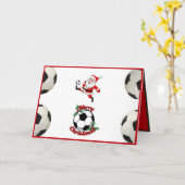 Voetbal Kerst Kaart (Gele Bloem)