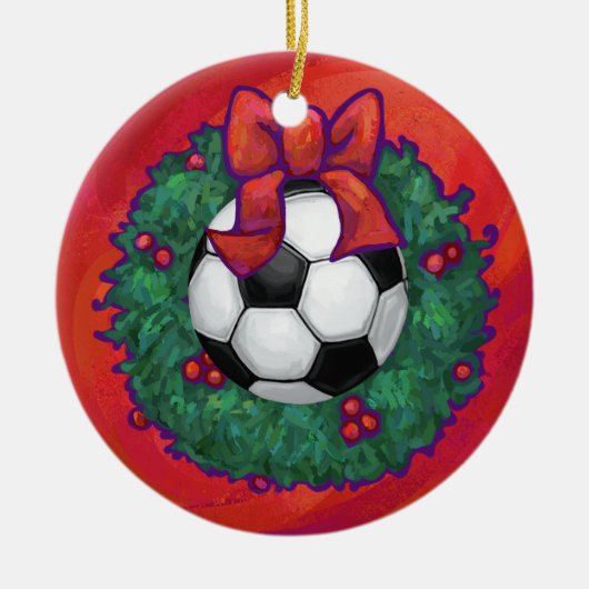 Voetbal kerst keramisch ornament (Voorkant)