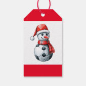 Voetbal Kerst met Sneeuwman Cadeaulabel (Achterkant)