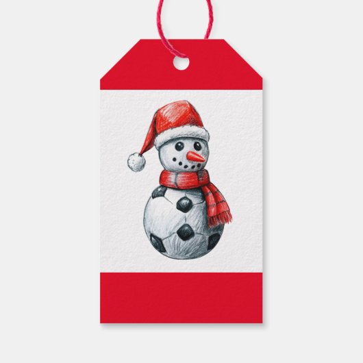 Voetbal Kerst met Sneeuwman Cadeaulabel (Achterkant)