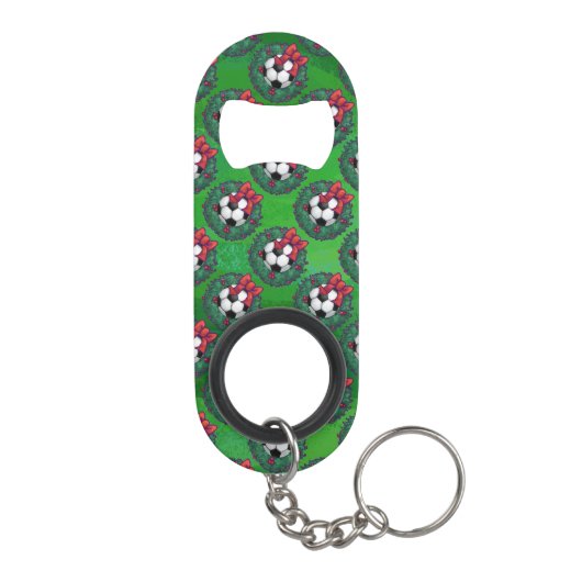 Voetbal kerst mini flessenopener (Achterkant)
