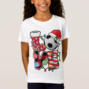 Voetbal Kerst Pyjama Leuk Rood Plaid Santa Hoed S T-shirt