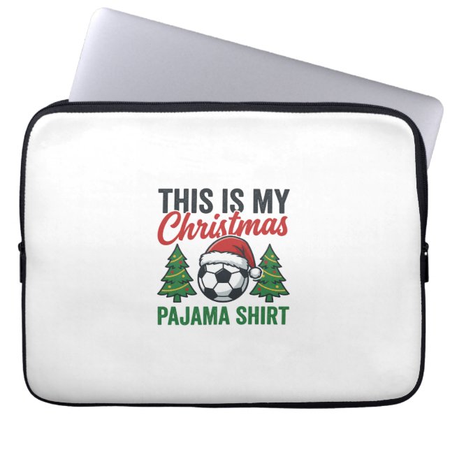 Voetbal Kerst Pyjama Shirt Laptop Sleeve (Voorkant)