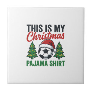 Voetbal Kerst Pyjama Shirt Tegeltje