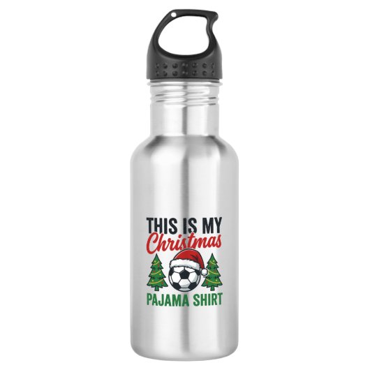 Voetbal Kerst Pyjama Shirt Waterfles (Voorkant)