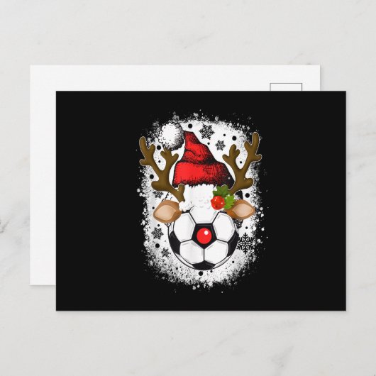 Voetbal Kerst Reindeer met Sinterklaas Hoed Grappi Feestdagenkaart (Voorkant / Achterkant)