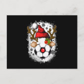 Voetbal Kerst Reindeer met Sinterklaas Hoed Grappi Feestdagenkaart (Voorkant)