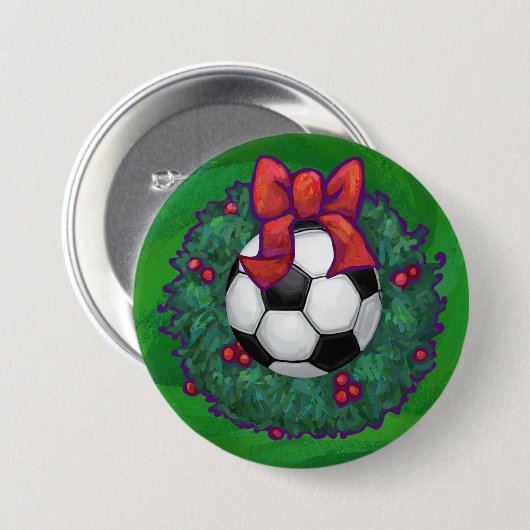 Voetbal kerst ronde button 7,6 cm (Voorkant /achterkant)