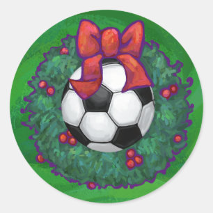 Voetbal kerst ronde sticker