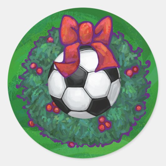 Voetbal kerst ronde sticker (Voorkant)