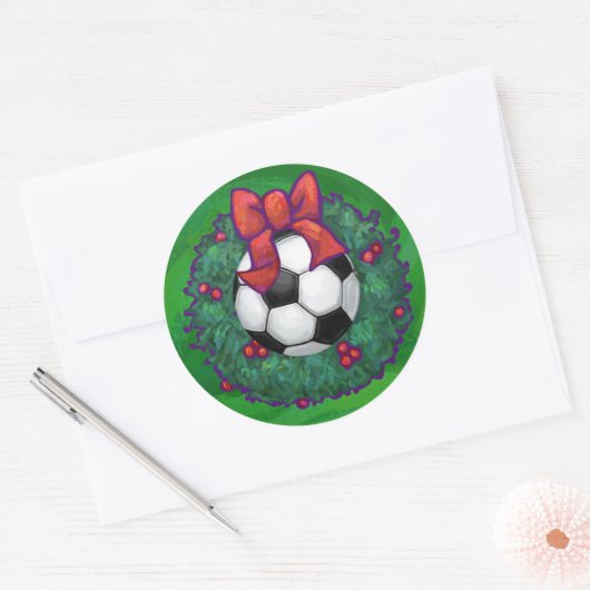 Voetbal kerst ronde sticker (Envelop)
