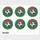 Voetbal kerst ronde sticker (Vel)