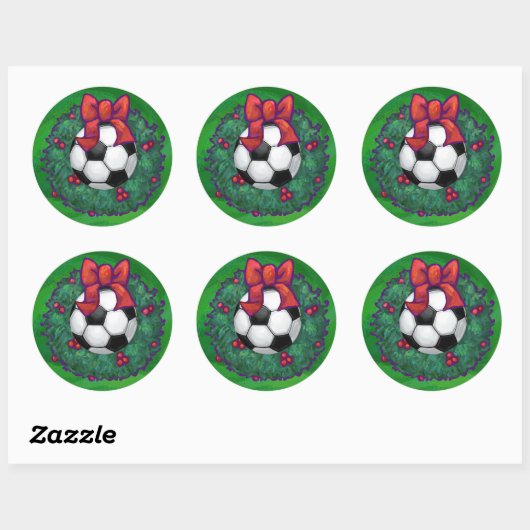 Voetbal kerst ronde sticker (Vel)