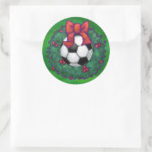 Voetbal kerst ronde sticker (Tas)